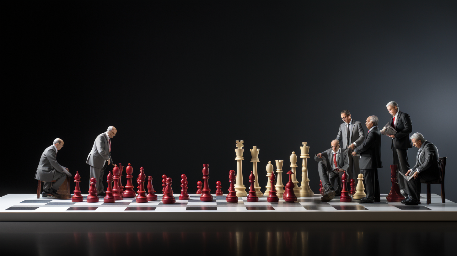 Finanzstrategie im Spiel: Schachfiguren symbolisieren Schuldenabbau