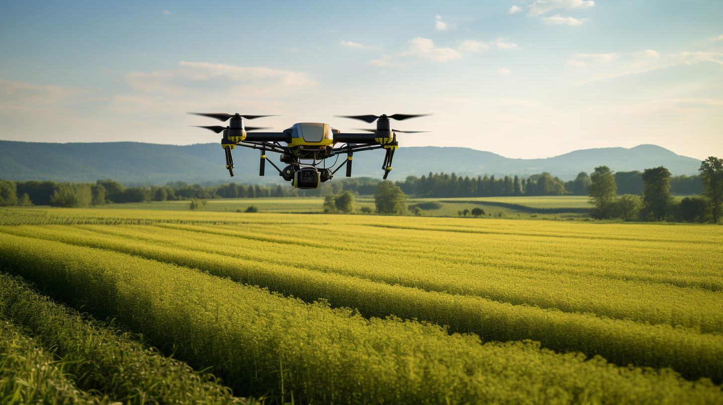 Moderne Agrarüberwachung: Drohne kartiert grünes Farmland