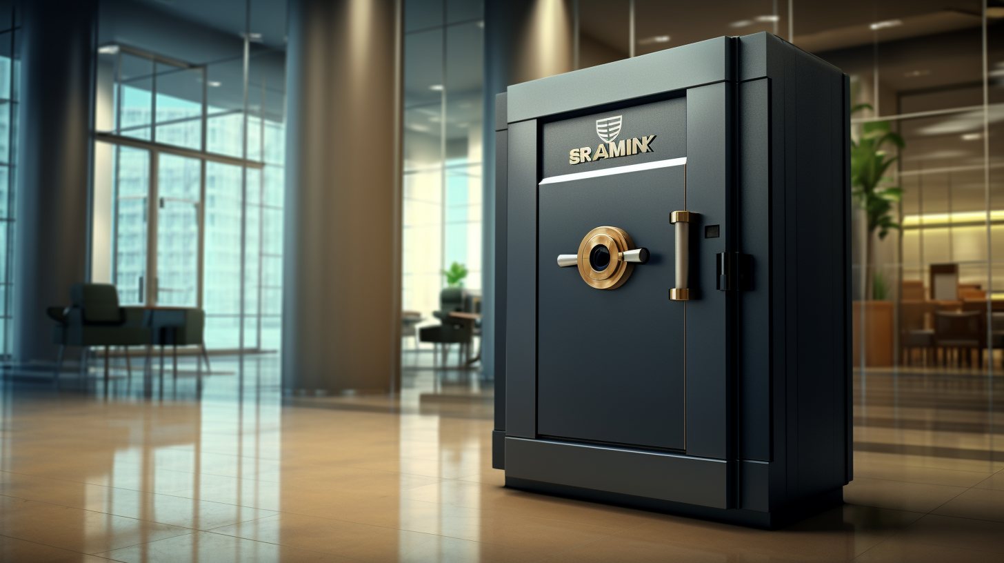 Modernes Bankbüro mit starkem Tresor gewährleistet Sicherheit und Zufriedenheit der Kunden