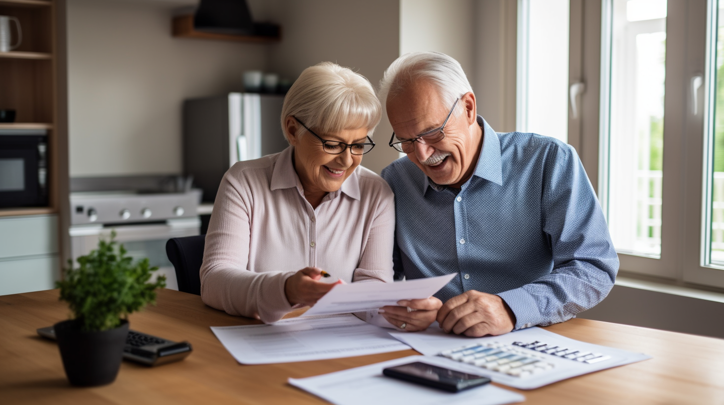 Sicheres Seniorenpaar überprüft Finanzdokumente