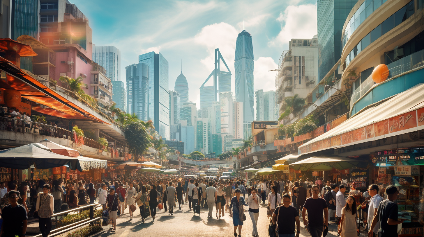Aufschwung in Asien: Modernes Wirtschaftszentrum mit pulsierendem Leben