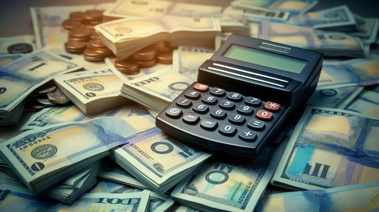 Finanzplanung im Fokus: Taschenrechner auf Euro-Banknoten