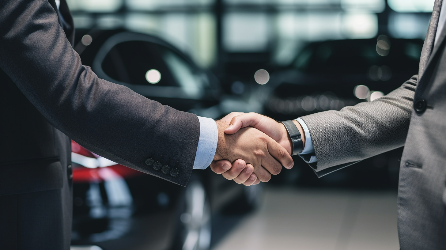Vertrauensvoller Autokauf: Händler und Kunde besiegeln den Deal